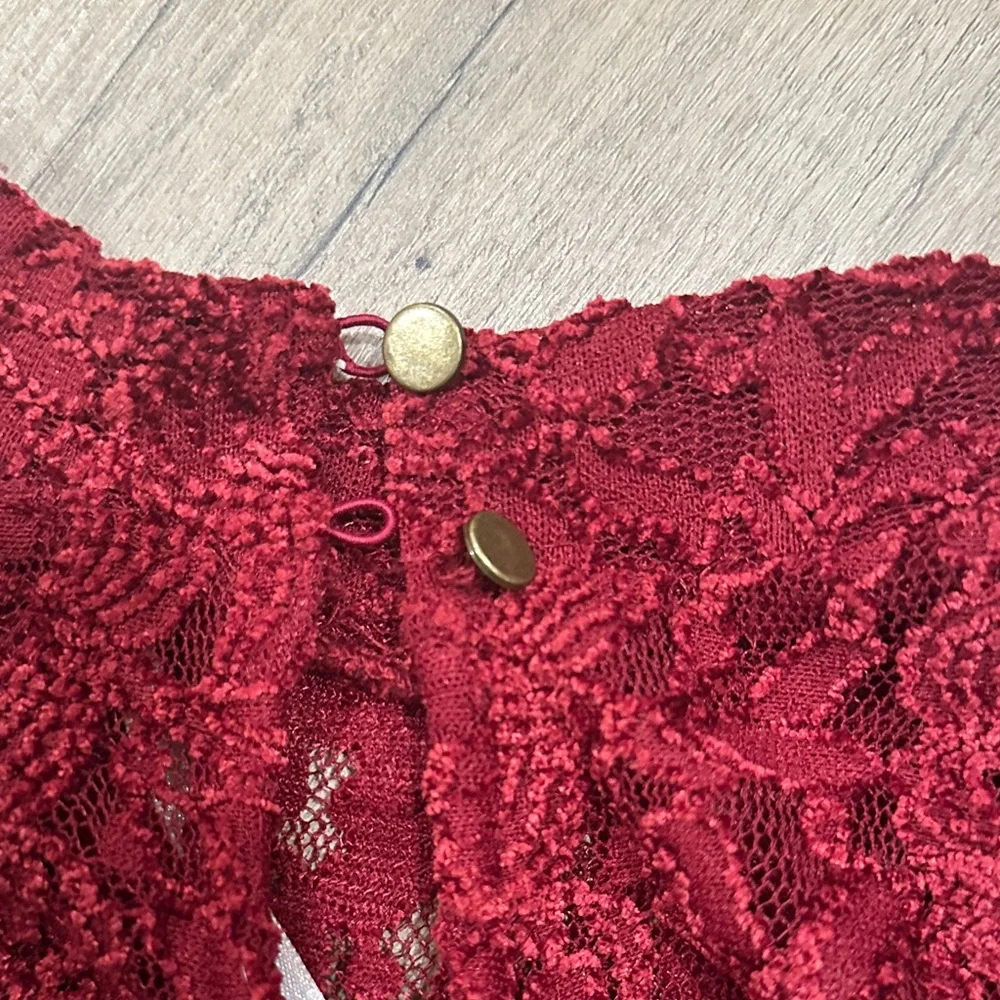 Free People Sweet Talker Floral Lace High Neck Puff Sleeve Blouse, Size S - Picture 14 of 16